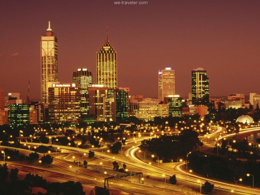 Night view of Perth from Kings Park 