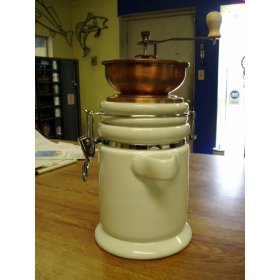 White ceramic coffee grinder