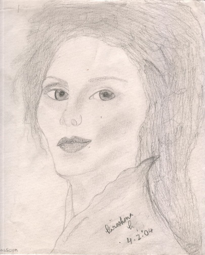 pencil drawing of haughty lady 