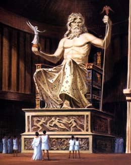 An artist's illustration on how the statue might have looked like inside the temple