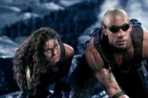 Riddick and Kyra (aka Jack) trying to escape Crematoria. Scene from "The Chronicles of Riddick: Unrated Director's Cut."