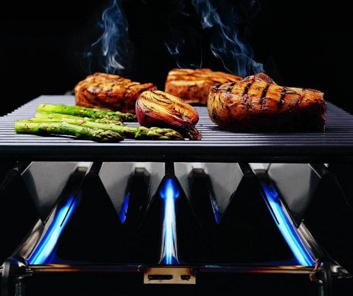 Barbeque conducts heat and flavor with air inside a closed hood