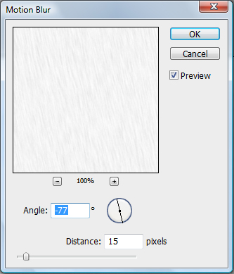 Motion blur settings Angle= -77 Distance= 15 pixels