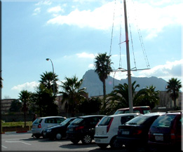 This is the carpark at a supermarket about 20 minutes drive away. You can see the Rock of Gibraltar just off the shore.
