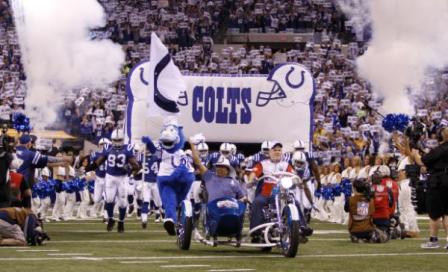 The Indianapolis Colts during an NFL football game Sunday, Nov. 15, 2009 in Indianapolis. (AP Photo/Darron Cummings