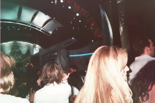 Back of Julienne Barbarrie's head at a finale taping of American Idol in LA at the Kodak Theater