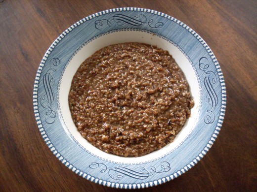 This hot cereal dish has a full flavor which does not require sweetening, and has a special, "bursting" bite quality.