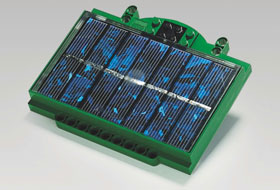 Lego component with solar cells