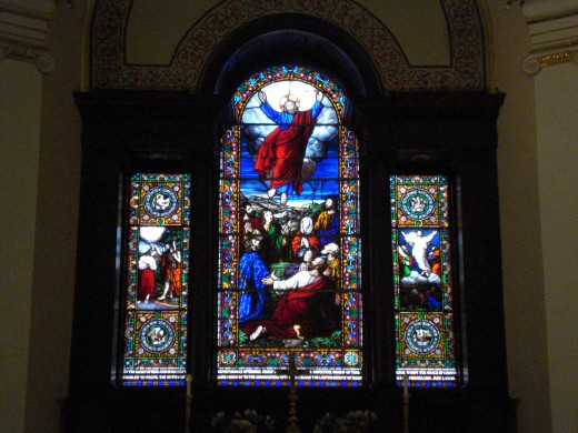 Stained glass in a church in the Old City