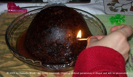 Setting fire to the Christmas Pudding!