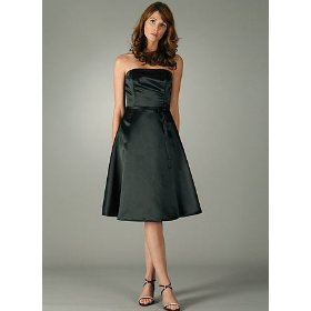 Satin A line strapless dress