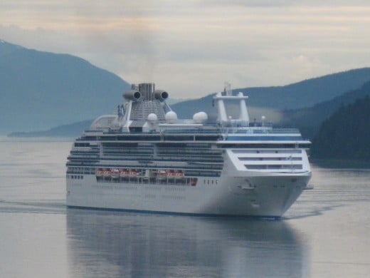 Another cruise ship entering Juneau harbor