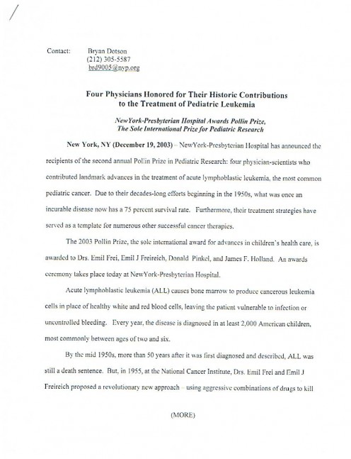 The media release about the second Pollin Prize.