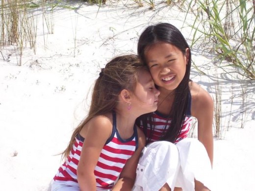 Lexi and Madison on a Florida gulf beach.