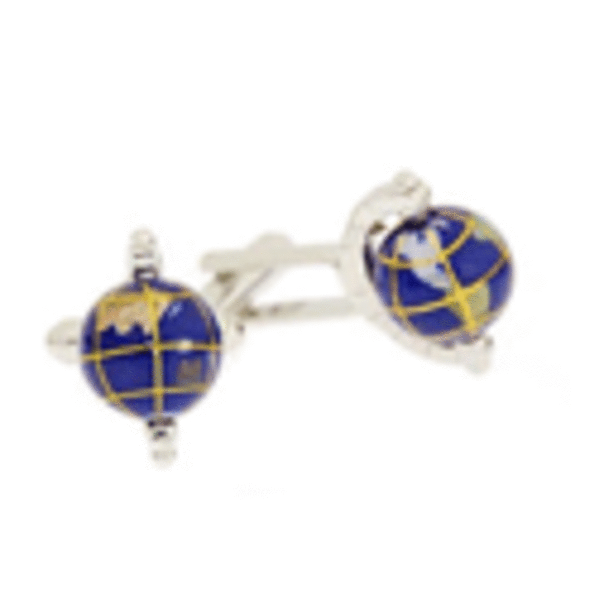 Globe Cuff Link in Silvertone and Royal Blue