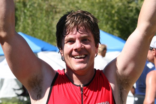 My friend and fellow club member Perry at the finish line. The face says it all!