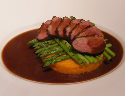 Duck breast on mashed sweet potatoes http://www.flickr.com/photos/fotoosvanrobin/2374987903/