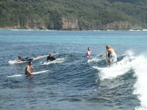 Surfin' close to the rocks