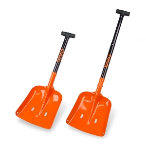 A modern collapsable avalanche shovel that will stow neatly in your backpack