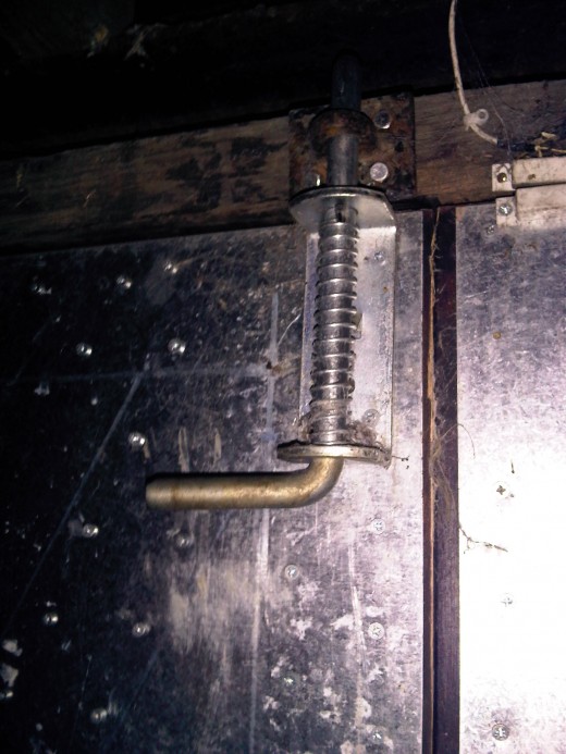 Internal bolt on the top of a door.