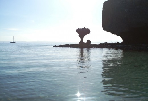 The sun sets on Mushroom Rock - Balandra Bay - La Paz - Sea of Cortez