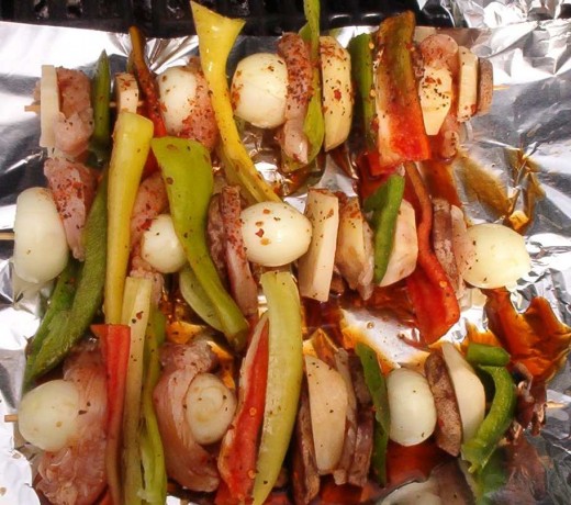 Grill them until the chicken is done.  I am hungry!