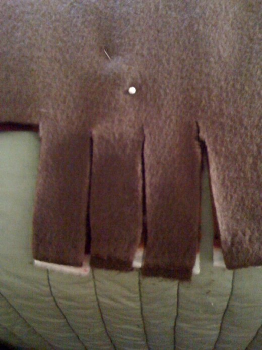 Cut both layers for ties.