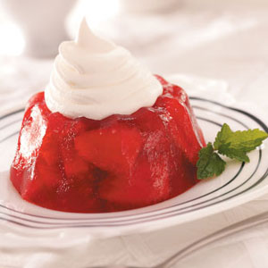 STRAWBERRY RHUBARB GELATIN:  Photo courtesy of http://www.tasteofhome.com