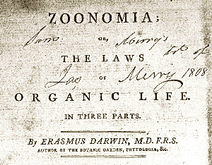 Title page of Zoonomia