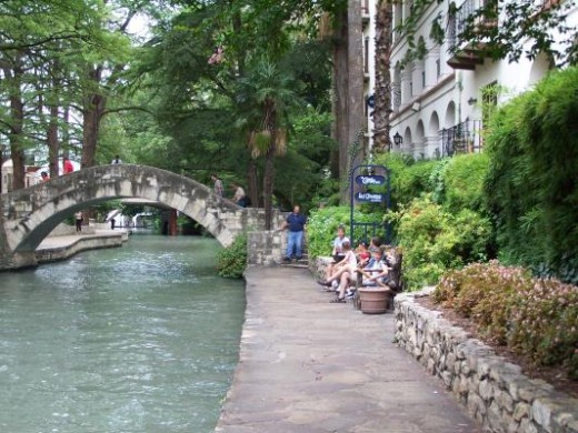 The Riverwalk - Its water is green due to the San Antonio Zoo dumping Hippo Poop in it.