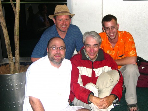 In Miami waiting for the next plane... From left to right Tom, Chuck, me and James