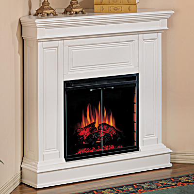 Phoenix 23" White Electric Fireplace Corner Mantel Package