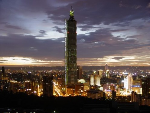 The second tallest building in the world the Taipei 101 of Taiwan.