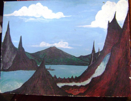 This painting represents an escape from reality. Read below how I traveled to this fantasy world.