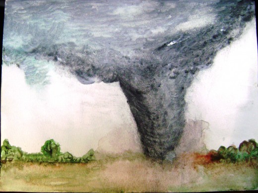 I think I was trying to paint a real tornado I saw once. I have no idea because this is another one I don't remember painting.