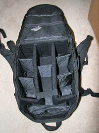 The inside of the Canon Deluxe backpack