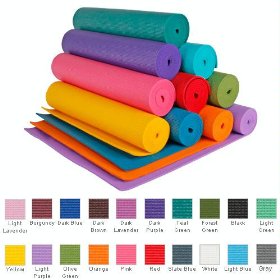 Yoga exercise mats are available is different colors