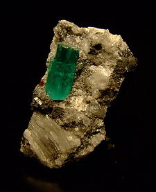 A naturally occurring crystal mined in Muzo, Columbia from wikimedia.commons