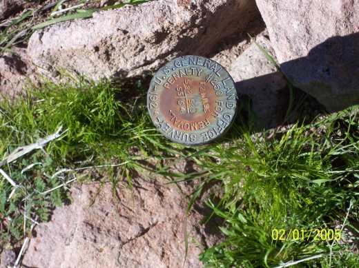 A rare and wonderful find. A longitude and latitude stake from early maping of the Superstitions from the USGS