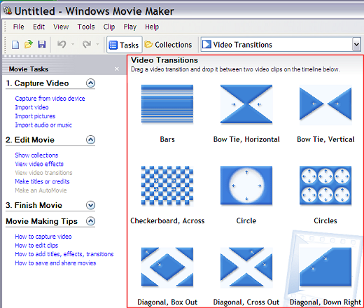 Video transitions in Windows Movie Maker