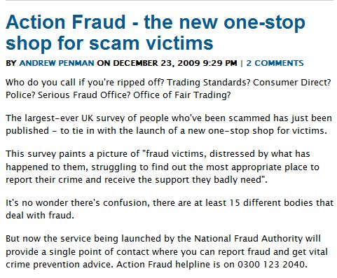 Action Fraud - New Helpline!