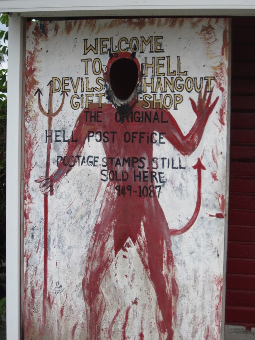 Sign in Old Hell Post Office Parking Lot