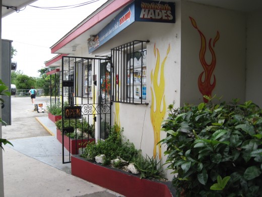 Another view of the small souvenir shops next to Post Office in Hell