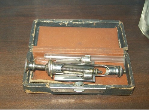 You'd hope this syringe needle had not only been sterilized, but sharpened! Recently!