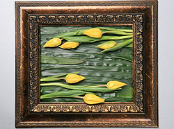 Floral decor painting made from only real flowers and leaves