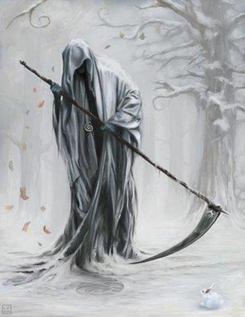 Grim Reaper often represents death.  Image copied from dansemacabre.files.wordpress.com