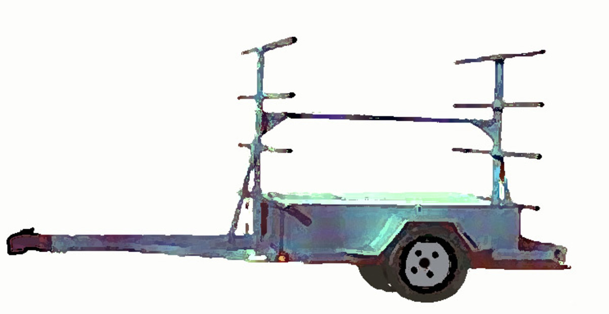Here is a T-Frame built on a utility trailer chassis. This version can carry 4 to 6 boats.  