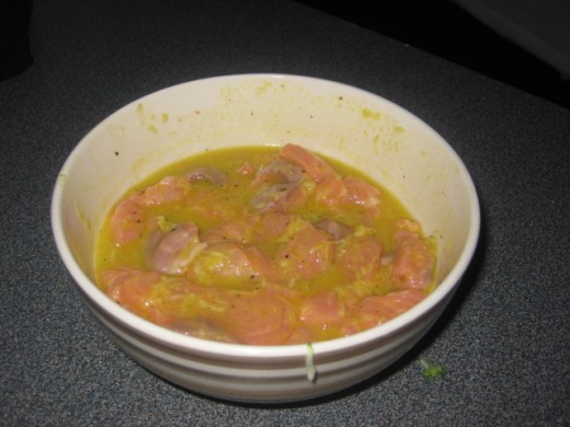 salmon in marinade