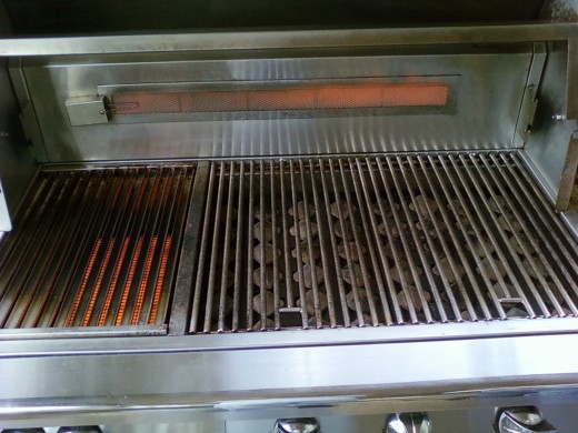 Infrared and Convection Alfresoc gas grill is 42" long.  Infrared gas grill burners will go over 100 0degrees within a inute