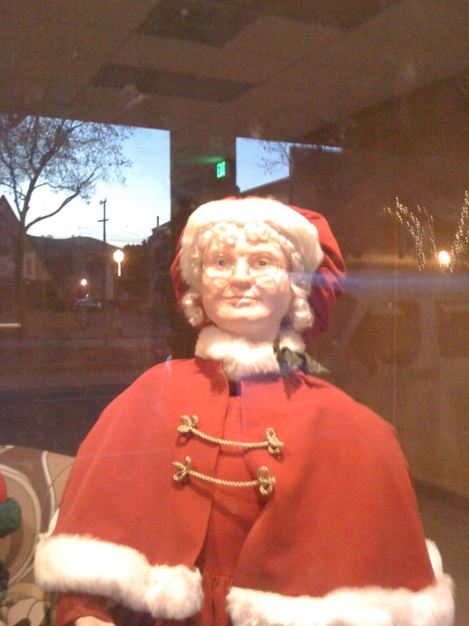 Mrs. Claus in a Christmas display.